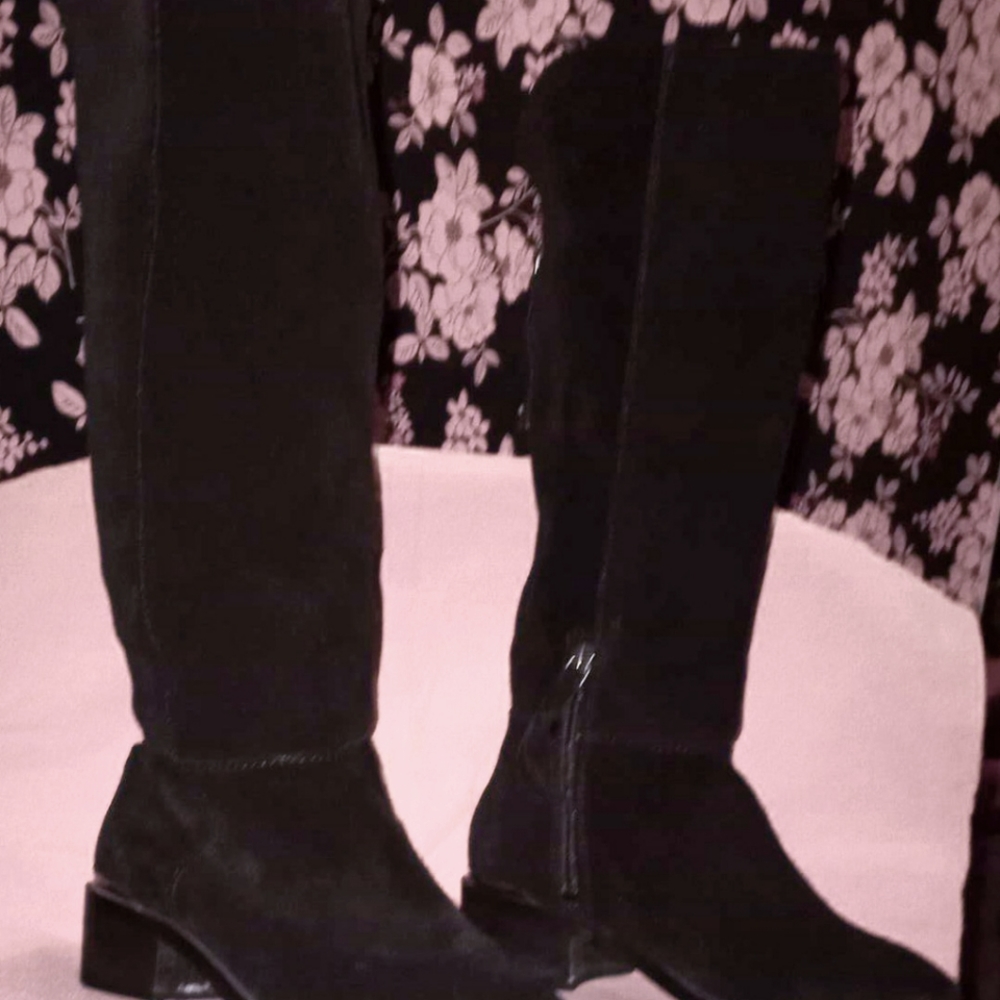 Black Suede zipper boots